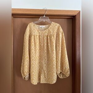 LOFT Yellow Patterned Blouse